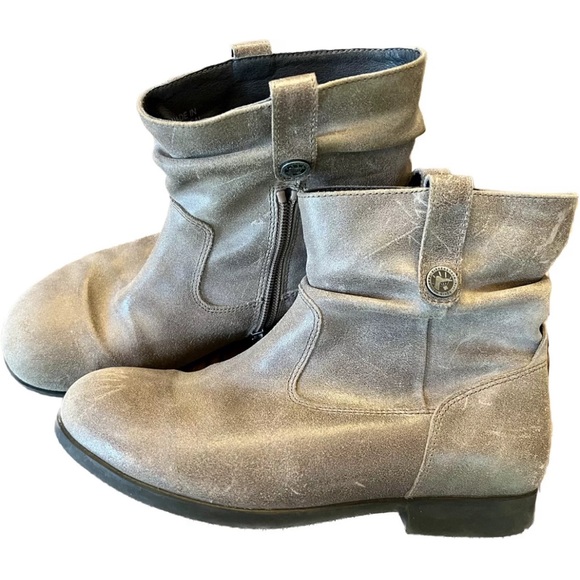 Birkenstock Womens Size 6 EU 37 Ankle Bootie Boots Sarnia Taupe Leather Side Zip - Picture 1 of 8